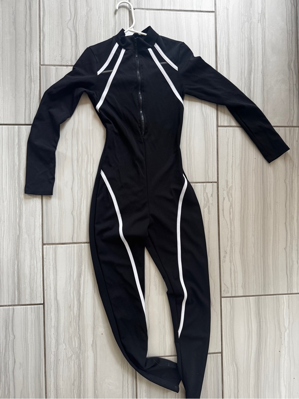 Fashion Nova Black Jumpsuit with White Piping